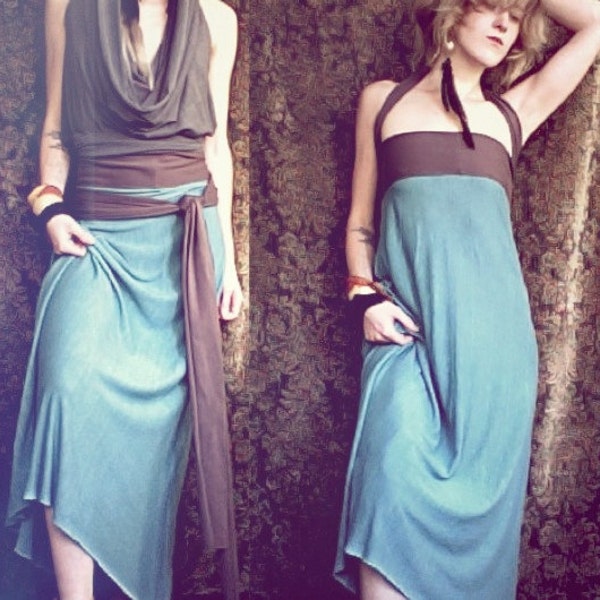 nomad. convertible travel dress. organic bamboo hemp blend. choose your color. 'made to order'