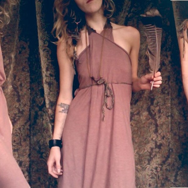 mama wolf smock dress. organic cotton/hemp blend. hand-dyed color: dusky rose. 'made to order'