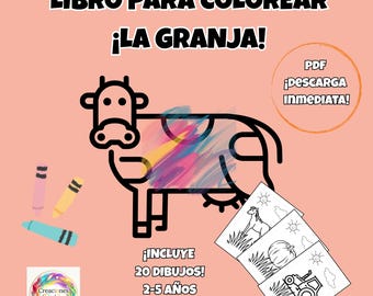 Libro para Colorear Granja Niños PDF, Mi Primera Granja 2-5 años, 20 Animales para Imprimir, PDF Desgarga Digital, Actividades Infantiles