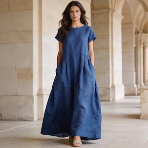 casual oversized dress Cotton midi dress for women, Ditsy floral dress for summer, Short sleeve Cotton dress, comfortable loose fit dress, Casual Oversized dress