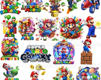 Super Mario Birthday Party PNG, Super Mario 3D Png, Princess Peach Png, Luigi Png, Mario Kart Clipart,Birthday Mario Digital Download