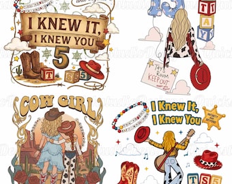 Amigas vaqueras estilo western PNG, Toy Story I Knew It I Knew You PNG Design, Diseño de camiseta de cumpleaños de vaquera estilo western (descarga digital)