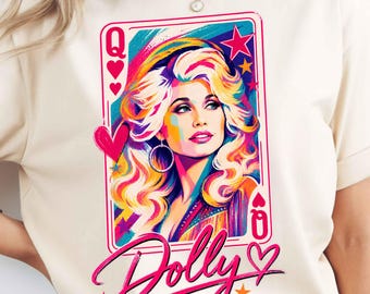 Dolly Parton Rainha de Copas PNG, Cartão Pop Art Rainha PNG, Clipart de Homenagem Colorido, Design de Cartão de Lenda da Música Retrô, Camiseta Comemorativa 1946-2026
