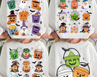 Baldes retrô de Halloween "Boo" em PNG, design de sublimação de baldes vintage de Halloween, clipart de camiseta "Trick or Treat" da Nugget Buddies, download assustador dos anos 90