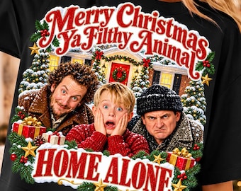 Merry Christmas Ya Filthy Animal PNG, Vintage Home Alone Movie Sublimation Design, Kevin Harry Marv McCallister Wet Bandits Shirt Clipart