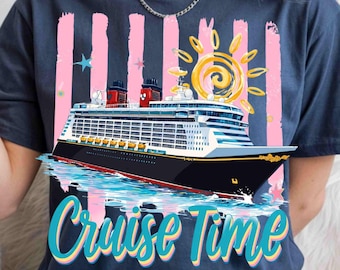 Retro Striped Cruise Time PNG, Summer Cruise Ship Clipart, Tropical Ocean Travel, Striped Vacation, Cruise Sublimation (Digital Download)