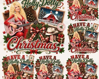 Kit de Natal Dolly Parton, Holly Dolly Country Holiday, Design de Natal da Lenda da Música Country, Cartão Postal Vintage, Camiseta Western Christmas RIP