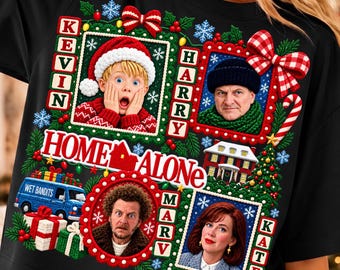 Home Alone Embroidery Movie  Christmas PNG, Kevin Harry Marv Kate Sublimation Design, Wet Bandits Movie Shirt Graphic, Winter Holiday Png