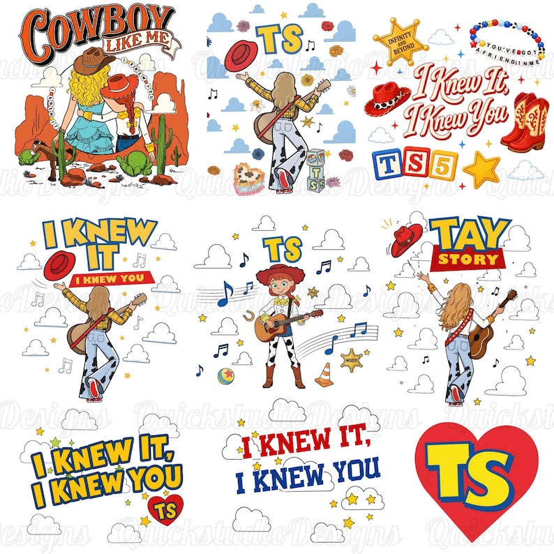 Toy Story TS I Knew It I Knew You Doodle Png, Yee Haw Kids Design, Western Cowgirl Digital Download, Birthday Era Graphic, TS Bracelet Png image 5