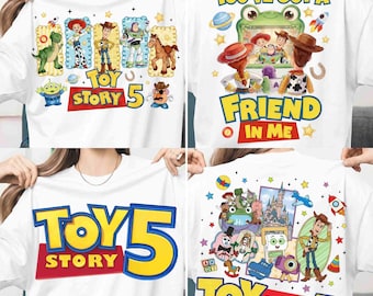 Dos caras, nueva película de juguetes de dibujos animados, 5 personajes PNG, Historia de amigos, juguetes, diseño de acuarela, Camiseta "Tienes un amigo en mí" PNG para sublimación