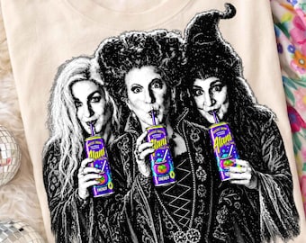 PNG engraçado de Hocus Pocus para o Halloween, sublimação de poção de bruxa, PNG da Alani, PNG da bebida energética das Irmãs Sanderson, camiseta retrô de bebida energética para o Halloween