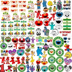 Sesame Street Birthday Characters Bundle, Birthday Boy Shirt Design, Family Matching, Elmo, Cookie Monster, Big Bird, Street Monsters Faces