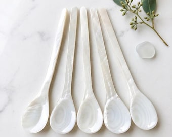Perlmutt Mini Löffel, Kaviarlöffel, kleiner Dessertlöffel, Muschel Geschirr, Geschenk für Essensliebhaber