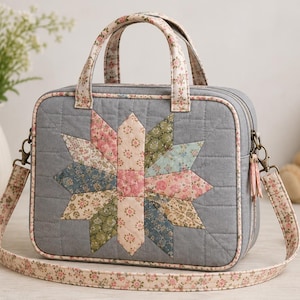 Rustic Floral Quilt Bag Starburst Patchwork Baby Bag Stylish & Functional