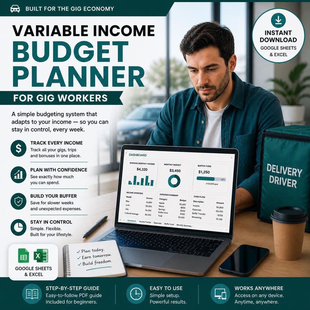 Gig Worker Budget Spreadsheet | Expense Tracker | Monthly Budget ...