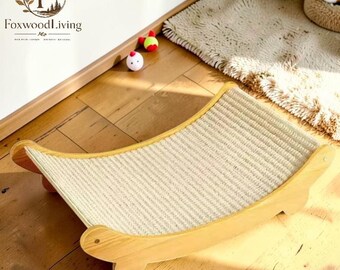 Wooden Cat Scratcher Bed Cat Scratch Board Cat Lounge Bed Multifunction Cat Scratching Pad Wooden Cat Furniture