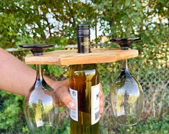 名入れ木製ワインキャディ｜カスタムワイングラスホルダー、記念日ギフト