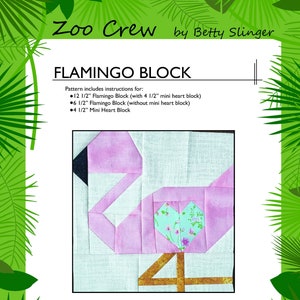 Flamingo Quilt Block / Digital Download / PDF Pattern