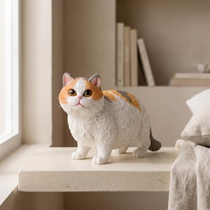 Statuette in resina di gatto grassoccio, simpatiche decorazioni da scrivania a forma di gatto, mini ornamento a forma di gatto, regalo per amanti dei gatti