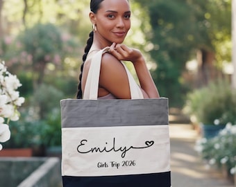Custom Girls Trip Tote Bag, Personalized Vacation Bag