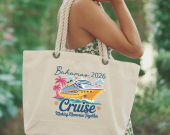Custom Cruise Tote Bag, Personalized Family Cruise 2026 Bag, Vacation Tote Bag, Cruise Squad Tote Bag, Cruise Trip Gift, Making Memories Bag