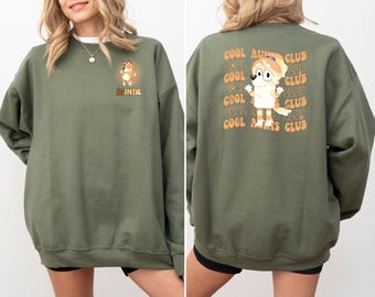 Bluey Aunt Sweatshirt, Cool Auntie Bluey Hoodie