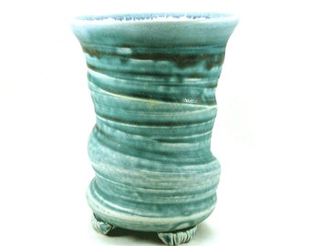 Ceramic Vase - Kitchen Utensil Container - Blue Pottery Vase - Brush Storage - Porcelain Vase - Flower Vase - Pencil Holder - Swirl Vase