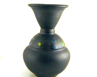 Ceramic Mid Century Vase - Modern Black Pottery Vase - Handmade Home Decor - Retro Ceramic Vase - Rustic Flower Vessel - Minimalist Ceramics