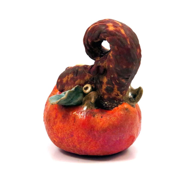 Fruit Decor - Ceramic Fruit Rattle - Harvest Sculpture - Harvest Decor - Ceramic Gourd - Seed Pod - Ceramic Shaker - Rustic Fall Decor