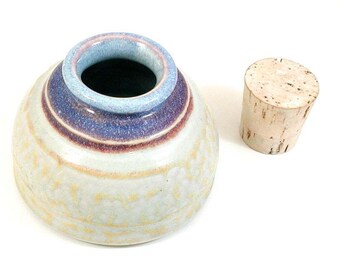 Ceramic Spice Jar - Ceramic Stash Jar - Retro Condiment Jar - Airtight Storage Container - Herb Storage Pottery Jar - Handmade Lidded Jar