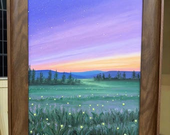 Custom Glow in The Dark Canvas Art, Personalized Scenic Painting, Handmade Wall Decor, Anniversary Gift，Unique Housewarming Gift