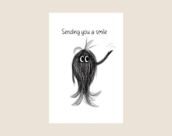 Thinking of You Card – Sending You a Smile – Encouragement Card – A6 Postcard