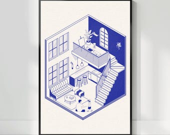 Father and Children Line Art Print: Minimalist Family Decor (Digital Download)
