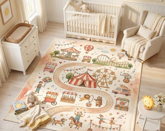 Tappeto per bambini a tema carnevalesco, tappeto per cameretta/decorazione per la stanza dei giochi, regalo di compleanno