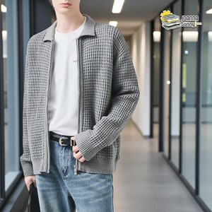 Waffle Zip Jacket | Relaxed Casual Outerwear Top | Daily Wear | Minimal Streetwear Style