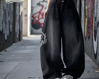 Wide Leg Jeans | Graphic Loose Baggy Trousers | Daily Wear | Y2K Streetwear Style