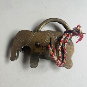 Vintage Brass Elephant Padlock with Key | Decorative Lock Collectible