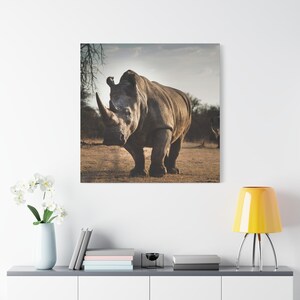 Rhinoceros Canvas Print | African Wildlife Photography, Safari Decor, Nature Wall Art image 2