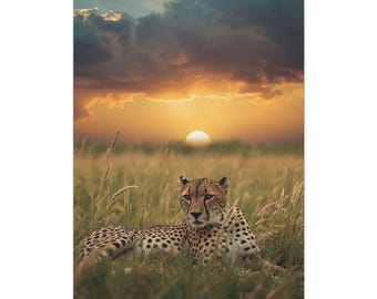 Cheetah Sunset Canvas | African Wildlife Photography, Safari Decor