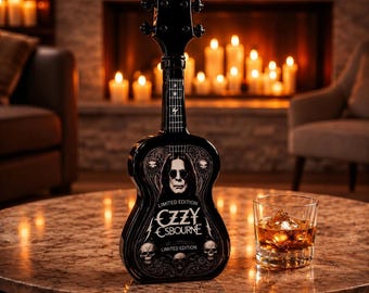 Ozzy Osbourne Guitar Whiskey Decanter, Heavy Metal Liquor Bottle, Rock Bar Decor (350ml)