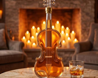 Violin Whiskey Decanter, Glass Liquor Bottle, Elegant Bar Decor, Music Lover Gift