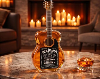 Guitar Whiskey Decanter, Music Lover Bar Decor, Bourbon Liquor Bottle (300ml)