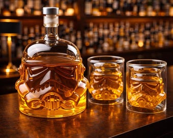 Stormtrooper Whiskey Decanter Set – Sci-Fi Bottle & Glasses, Bar Decor, Gift for Star Fans
