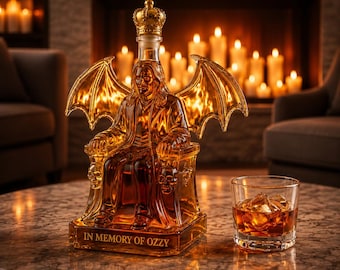 Ozzy Osbourne Tribute Decanter, Gothic Throne Whiskey Bottle, Heavy Metal Bar Decor (300ml)