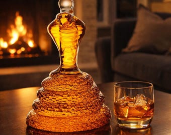Cobra Whiskey Decanter – Snake Bottle, Unique Bar Decor, Gift for Men, Luxury Whisky Gift