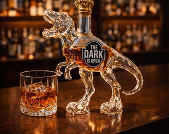 T-Rex Whiskey Decanter – Dinosaur Liquor Bottle, Jurassic Bar Decor, Collectible Glassware