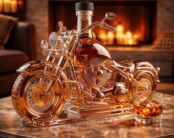 Decantador de whisky con forma de motocicleta: decoración vintage para bar, botella de licor única, regalo para papá o esposo.