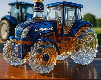 New Holland T7 Tractor Whiskey Decanter – Farm Liquor Bottle, Bar Decor (300ml)