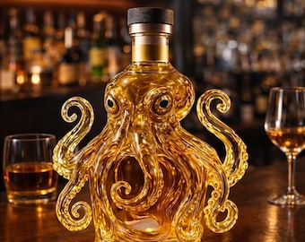 Octopus Whiskey Decanter – Unique Sea Creature Bottle, Bar Decor, Nautical Gift for Him
