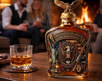 USA 250th Anniversary Whiskey Decanter, Patriotic Eagle Liquor Bottle, American Heritage Bourbon (300ml)